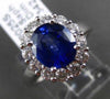 ESTATE 3.84CT DIAMOND & AAA SAPPHIRE 14KT WHITE GOLD OVAL HALO ENGAGEMENT RING