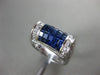 ESTATE WIDE 3.35CT DIAMOND & AAA BLUE SAPPHIRE 14KT WHITE GOLD 3D SEMI DOME RING