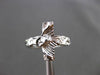 ESTATE 14KT WHITE GOLD 3D HANDCRAFTED DIAMOND CUT SIDE CROSS RING 12mm #24515