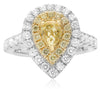ESTATE 1.71CT WHITE & FANCY YELLOW DIAMOND 18KT 2 STONE GOLD 3D ENGAGEMENT RING