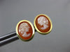ESTATE OVAL 14KT YELLOW GOLD HANDCRAFTED LADY SHELL CAMEO EARRINGS 10mm #19573