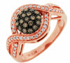 .50CT WHITE & CHOCOLATE FANCY DIAMOND 14KT ROSE GOLD CLUSTER ROUND INFINITY RING