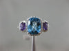 ESTATE 2.13CT ROUND DIAMOND & AAA AMETHYST & BLUE TOPAZ 14K WHITE GOLD HALO RING