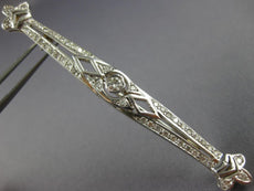 ANTIQUE LONG .95CT ROUND DIAMOND 14KT WHITE GOLD 3D FILIGREE BROOCH PIN #19044