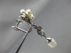 ANTIQUE LARGE .25CT DIAMOND & AAA SOUTH SEA PEARL 18KT WHITE GOLD LEAF EARRINGS