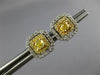 ESTATE .75CT WHITE & FANCY YELLOW DIAMOND 14KT 2 TONE GOLD OCTAGON STUD EARRINGS