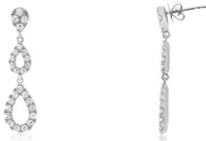 ESTATE 1.50CT DIAMOND 14KT WHITE GOLD TEAR DROP PER GRADUATING JOURNEY EARRINGS