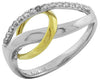 ESTATE .18CT DIAMOND 14KT TWO TONE GOLD 3D LEAF LOVE KNOT INTERTWINING FUN RING