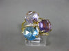 ESTATE LARGE 6.80CT DIAMOND & AAA MULTI GEM 14KT YELLOW GOLD THREE ROW FUN RING