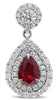 ESTATE 2.25CT DIAMOND & AAA RUBY 18K WHITE GOLD PEAR SHAPE HALO HANGING EARRINGS