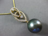 ESTATE LARGE .39CT DIAMOND 18KT YELLOW GOLD 3D TAHITIAN PEARL FLOATING PENDANT