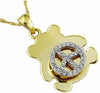 ESTATE .10CT DIAMOND 14KT YELLOW GOLD 3D PAVE PEACE SIGN TEDDY BEAR LOVE PENDANT