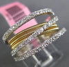 ESTATE LARGE .60CT DIAMOND 14K TWO TONE GOLD MULTI ROW WEDDING ANNIVERSARY RING