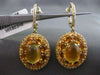 ESTATE LARGE 9.53CT DIAMOND MULTI GEM 14KT YELLOW GOLD FILIGREE HANGING EARRINGS