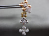 ESTATE LARGE 1.52CT DIAMOND 14KT TRI COLOR GOLD 3D MULTI FLOWER HANGING EARRINGS