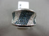 ESTATE LARGE 1.62CT WHITE BLUE DIAMOND 14K WHITE GOLD MULTI ROW CONCAVE FUN RING