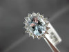 ESTATE LARGE 2.65CT DIAMOND & AAA AQUAMARINE 14KT WHITE GOLD 3D ENGAGEMENT RING