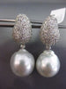 ESTATE MASSIVE 2.65CT DIAMOND & SOUTH SEA PEARL 18KT WHITE GOLD HANGING EARRINGS