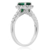 1.63CT DIAMOND & AAA COLOMBIAN EMERALD 14KT WHITE GOLD 3D HALO ENGAGEMENT RING