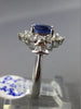 ESTATE 2.96CT DIAMOND & AAA SAPPHIRE 18K WHITE GOLD OVAL CLUSTER ENGAGEMENT RING