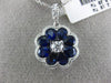 ESTATE LARGE 2.30CT DIAMOND & AAA SAPPHIRE 18K WHITE GOLD FLOWER CLASSIC PENDANT