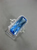 ESTATE LARGE 5.31CT DIAMOND & AAA BLUE TOPAZ 14KT WHITE GOLD 3D FILIGREE RING
