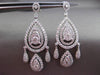 ESTATE LARGE 4.23CT DIAMOND 18KT WHITE GOLD 3D PEAR SHAPE HALO HANGING EARRINGS