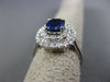 ESTATE WIDE 2.53CT DIAMOND & SAPPHIRE 18K WHITE GOLD DOUBLE HALO ENGAGEMENT RING