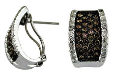 1.77CT WHITE & CHOCOLATE FANCY DIAMOND 14K WHITE GOLD UMBRELLA CLIP ON EARRINGS