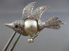 ESTATE .93CT DIAMOND AAA RUBY & SOUTH SEA PEARL 14KT WHITE GOLD BIRD BROOCH PIN