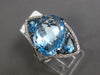 ESTATE LARGE 14.43CT DIAMOND & AAA BLUE TOPAZ 14KT WHITE GOLD 3D FLOWER FUN RING