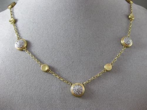 ESTATE .50CT DIAMOND 14KT WHITE & YELLOW GOLD CLUSTER BY THE YARD MATTE NECKLACE