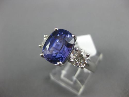 ESTATE LARGE 1.90CT DIAMOND & AAA SAPPHIRE 18KT WHITE GOLD ROUND ENGAGEMENT RING