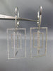 ESTATE LARGE 2.52CT DIAMOND 14KT WHITE GOLD 3D RECTANGULAR FUN HANGING EARRINGS