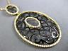 ESTATE LARGE .60CT DIAMOND 18K YELLOW & BLACK GOLD 3D OVAL OPEN FILIGREE PENDANT