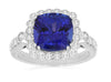 LARGE 4.30CT DIAMOND & AAA TANZANITE 14KT WHITE GOLD 3D SQUARE ENGAGEMENT RING