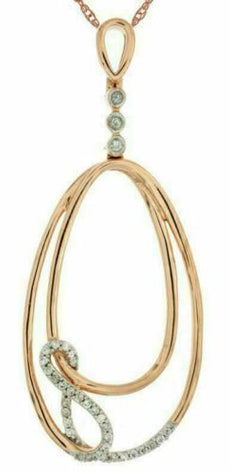 ESTATE .13CT DIAMOND 14KT ROSE GOLD 3D CLASSIC OVAL INFINITY LOVE PENDANT