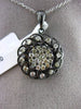 ESTATE .63CT FANCY DIAMOND 18KT BLACK GOLD 3D ETOILE FLOWER FLOATING PENDANT