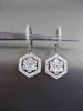 ESTATE LARGE 2.25CT DIAMOND 18KT WHITE GOLD 3D HEXAGON CLUSTER HANGING EARRINGS