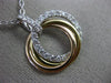 LARGE .57CT DIAMOND 18KT TRI COLOR 3D GOLD CIRCLE OF LIFE INTERTWINING PENDANT