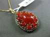 ESTATE LARGE .51CT WHITE & FANCY DIAMOND & RED AGATE 14KT YELLOW GOLD 3D PENDANT