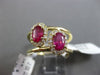ESTATE WIDE 1.55CT DIAMOND & AAA RUBY 14KT YELLOW GOLD 3D 2 STONE OVAL LOVE RING