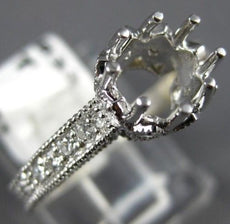 ANTIQUE .60CT DIAMOND 14KT WHITE GOLD FILIGREE SEMI MOUNT ENGAGEMENT RING #14833
