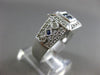 ESTATE WIDE .56CT DIAMOND & AAA SAPPHIRE 14KT WHITE GOLD SQUARE ENGAGEMENT RING