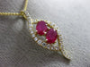 LARGE 1.41CT DIAMOND & AAA RUBY 14KT YELLOW GOLD LEAF INFINITY FLOATING PENDANT