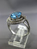 ESTATE 3.44CT DIAMOND & AAA BLUE TOPAZ 14K WHITE GOLD OVAL HALO ENGAGEMENT RING