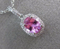 1.29CT DIAMOND & AAA PINK SAPPHIRE 14KT WHITE GOLD 3D CLASSIC OVAL HALO PENDANT