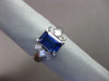 ANTIQUE WIDE 2.09CT DIAMOND & AAA SAPPHIRE PLATINUM EMERALD CUT ENGAGEMENT RING