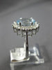 ESTATE LARGE 2.65CT DIAMOND & AAA AQUAMARINE 14KT WHITE GOLD 3D ENGAGEMENT RING