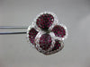 ESTATE LARGE 4.35CT DIAMOND & AAA RUBY 18K WHITE GOLD 3D HALO FLOWER EARRINGS